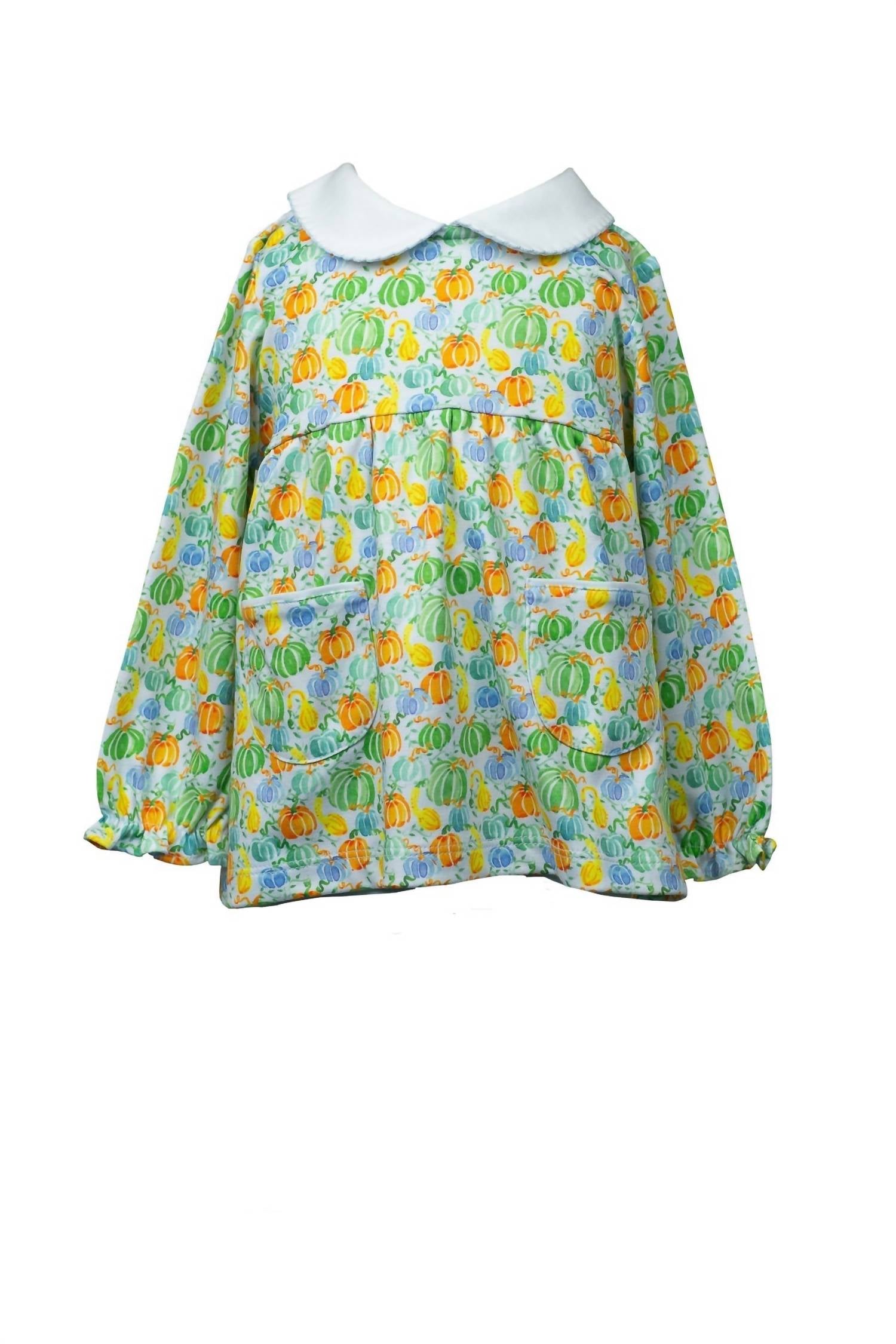 

Длинная туника с длинным рукавом для девочки Pumpkin Mix в зеленом/оранжевом цвете THE PROPER PEONY