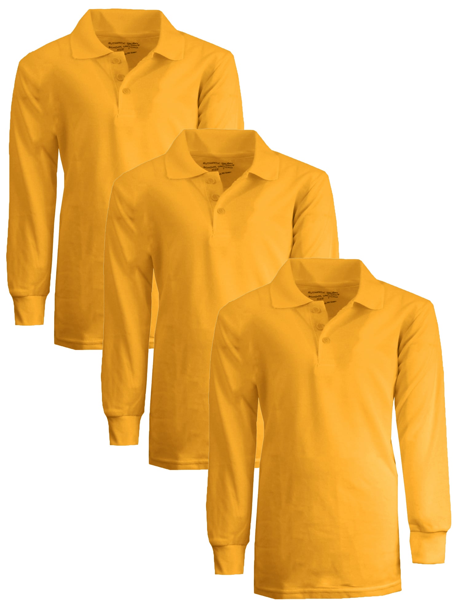 

Футболки-поло Galaxy Authentic для мальчиков, облегающие, с длинным рукавом, 3 шт. Galaxy By Harvic, золотой/золотой/золотой