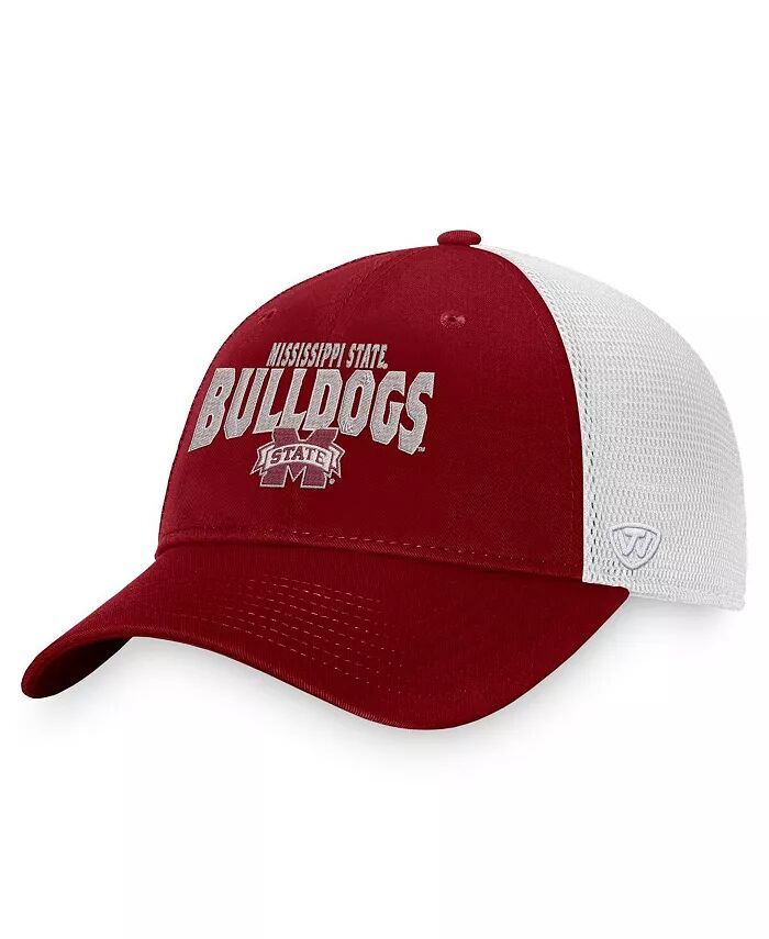 

Мужская кепка-кнопка Trucker Snapback Maroon, белая, Mississippi State Bulldogs Breakout Top of the World