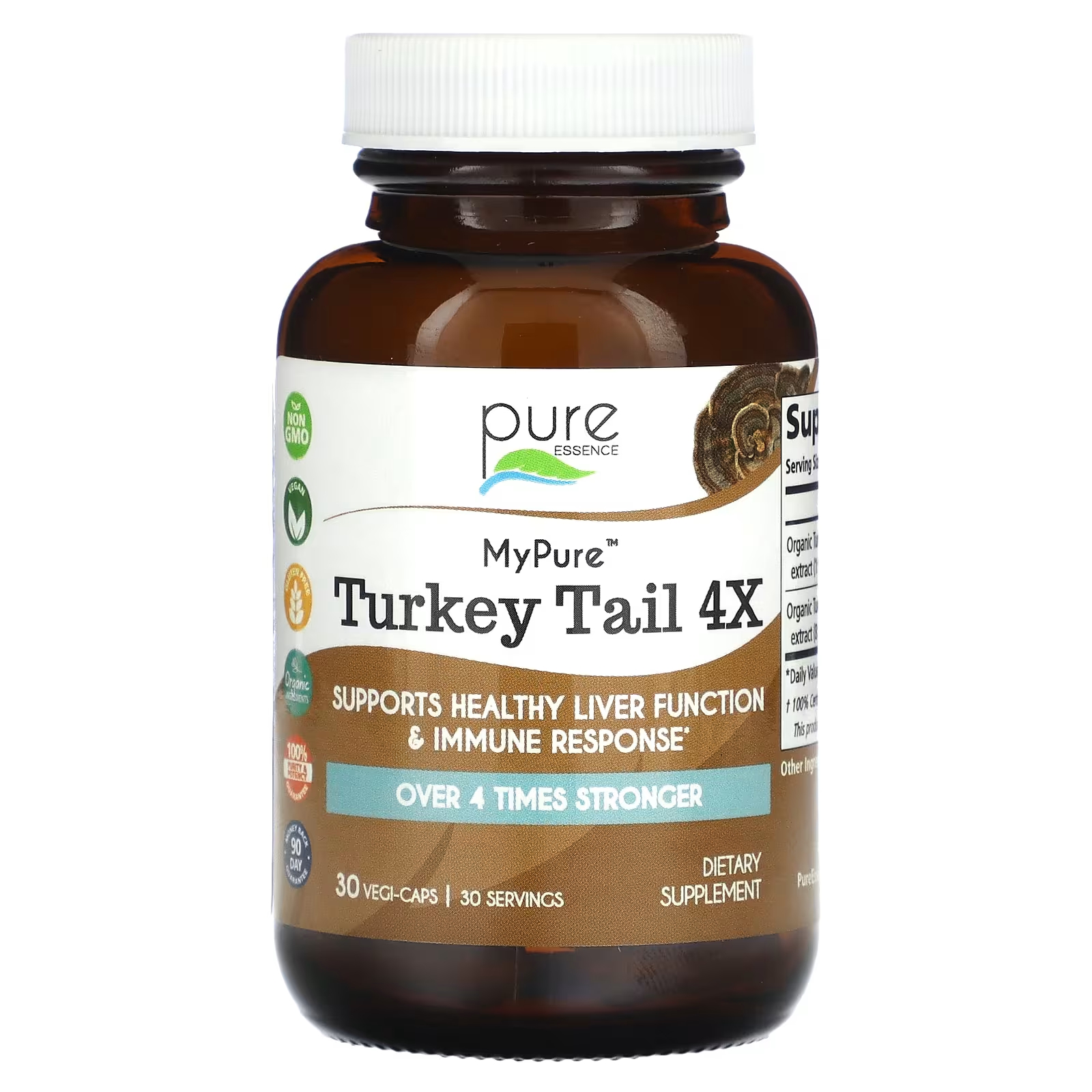 

Пищевая добавка Pure Essence MyPure Turkey Tail 4X без глютеном, 30 растительных капсул