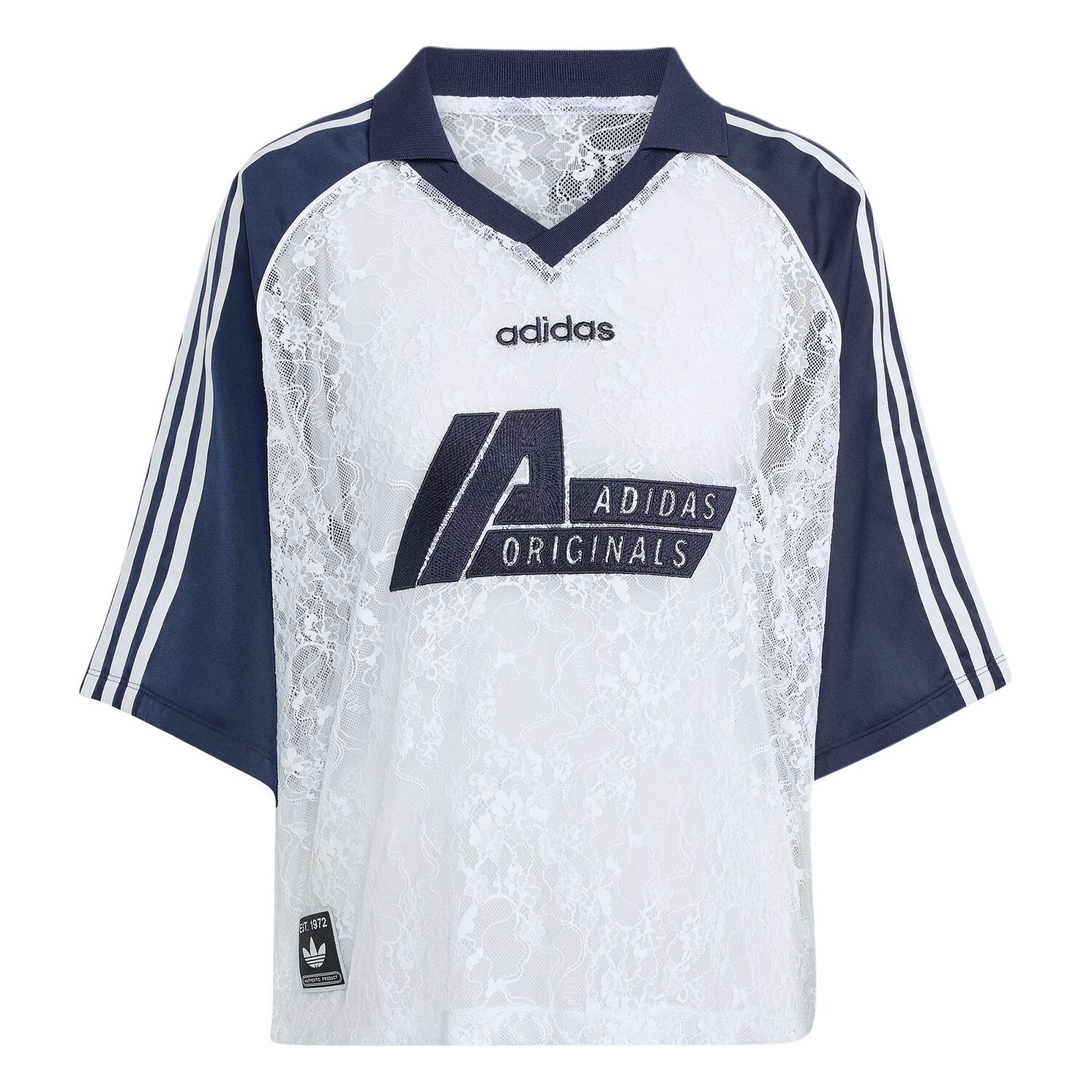 

Футболка Lace Jersey Adidas Originals, белый/темный индиго