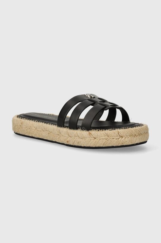 Кожаные шлепанцы Authentic Flat Lthr Espadrille Tommy Hilfiger, черный
