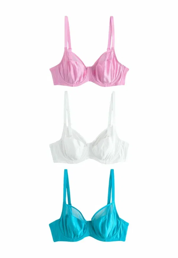Бюстгальтер Dd+ non pad full cup bras 3 pack underwired bra Next, розовый, бирюзовый, белый
