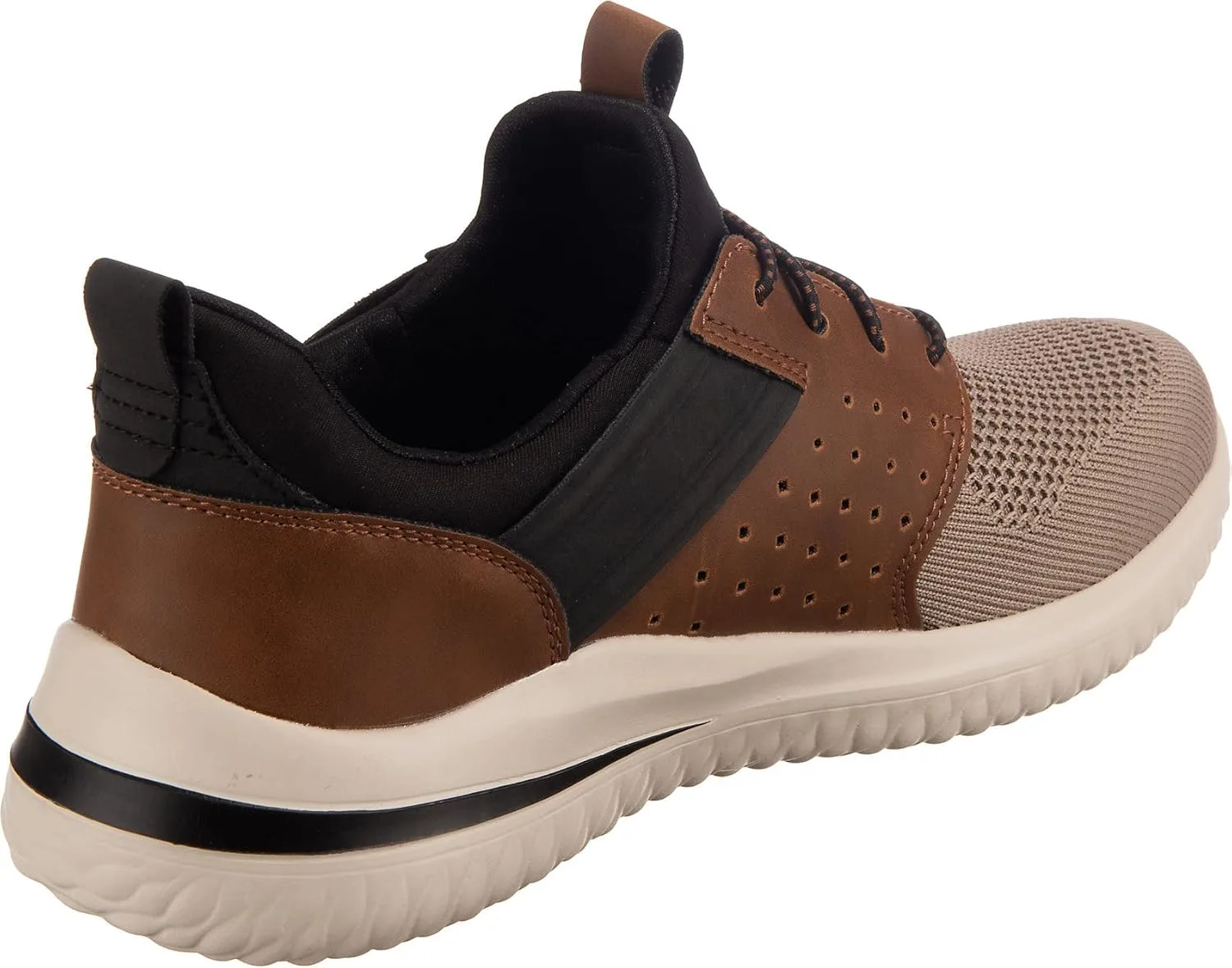 Мужские походные кроссовки Skechers с вязаным верхом и шнуровкой на резинке, бежевый — фото 4
