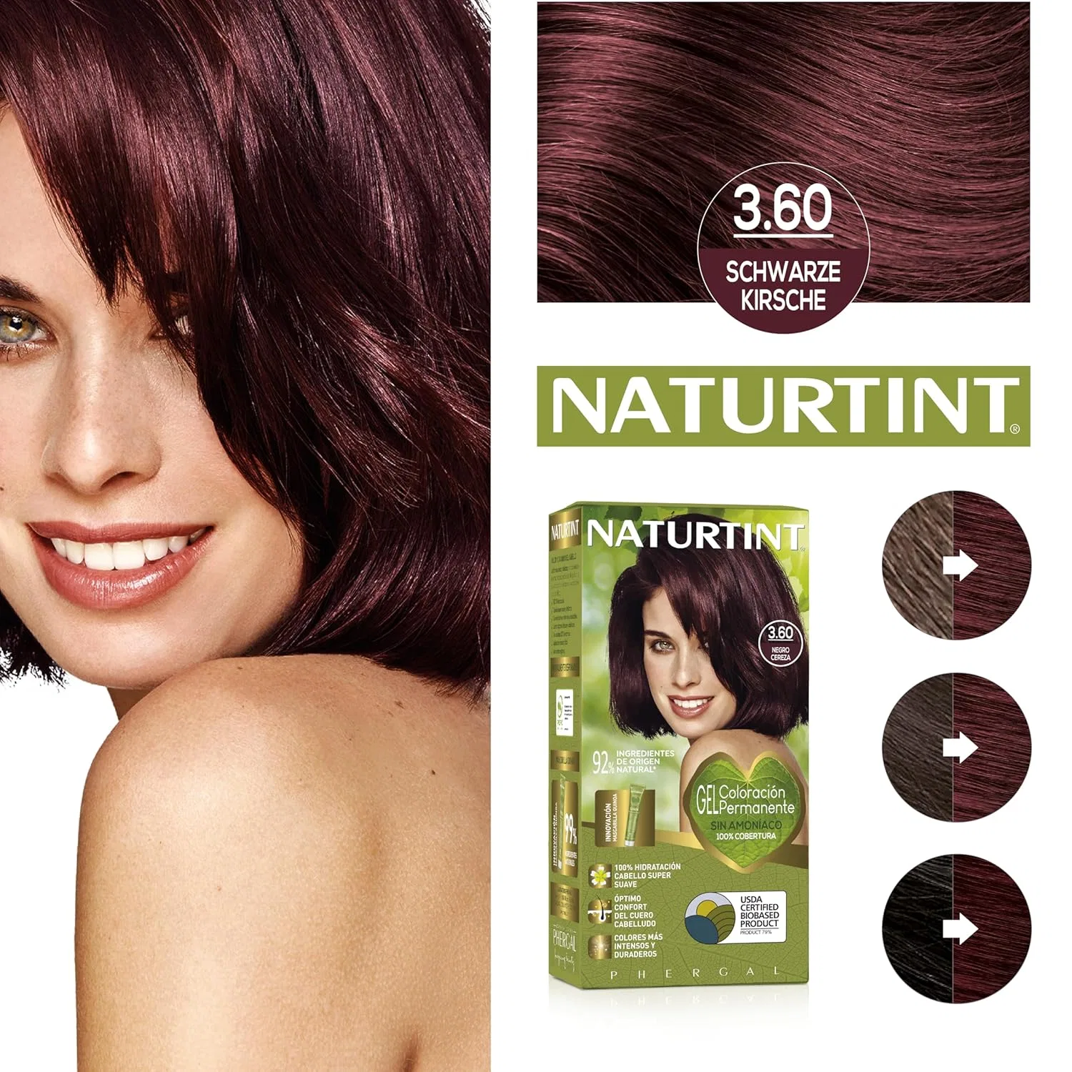 Краска для волос без аммиака Naturtint, 170 мл (3 шт.) Naturtint, 3.60 Black Cherry — фото 2