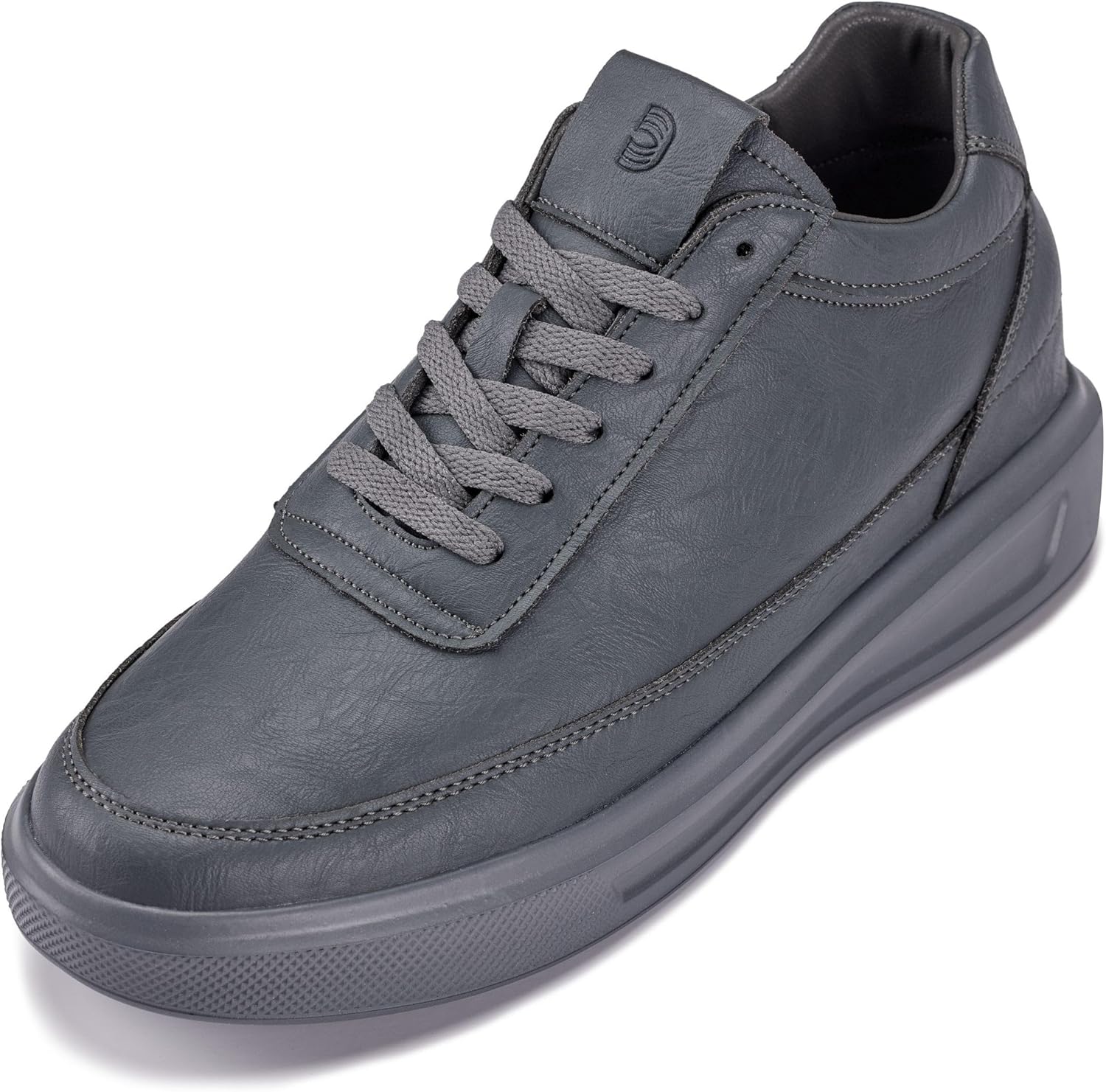 

Мужские невидимые обувь-лифтеры CALTO - чисто белые легкие кожаные спортивные кроссовки на шнуровке - прибавка роста 7 см - X1647 - размер 8 D(M) US