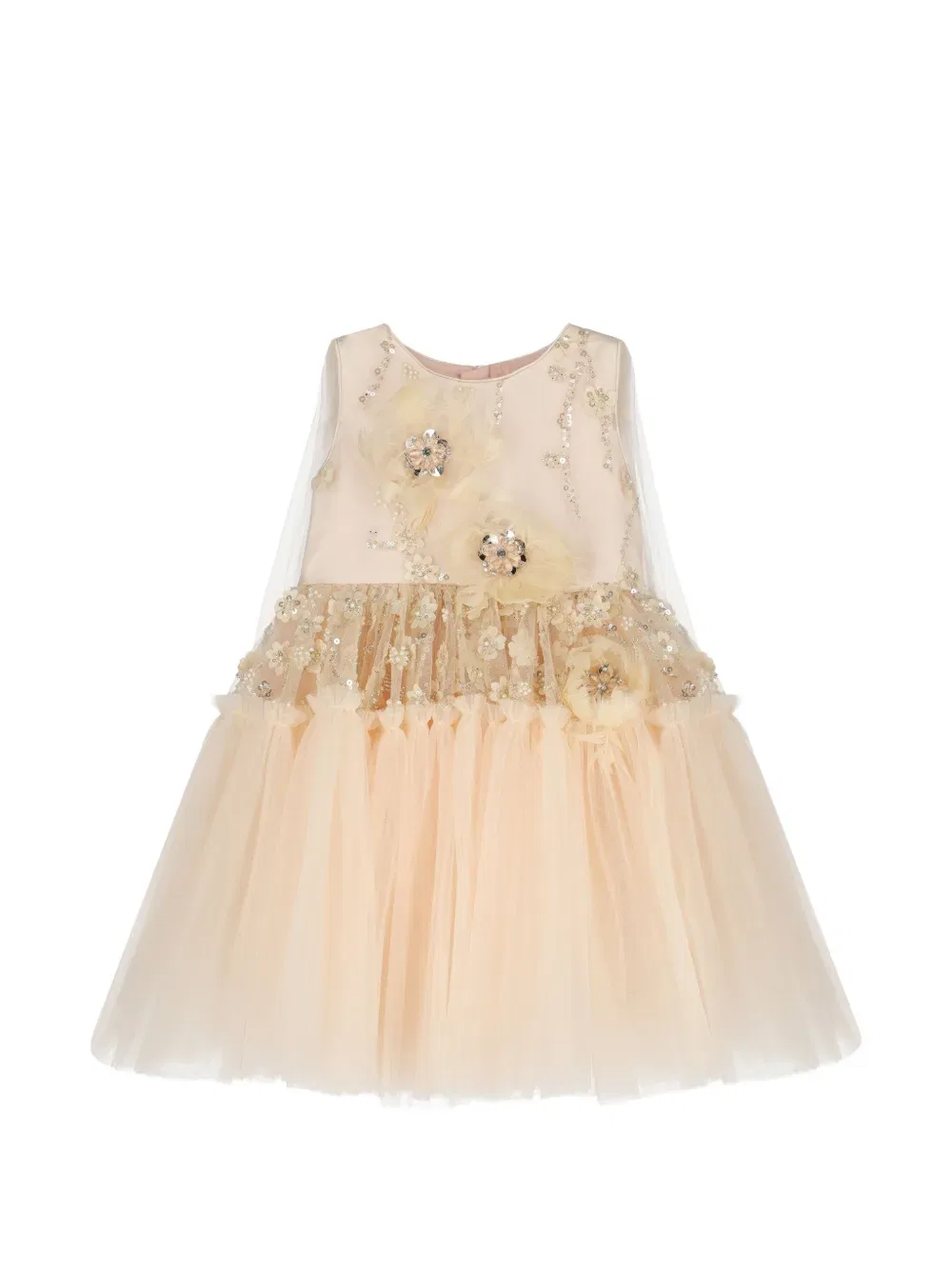 Платье, украшенное цветочным узором Escada Kids, нейтральный