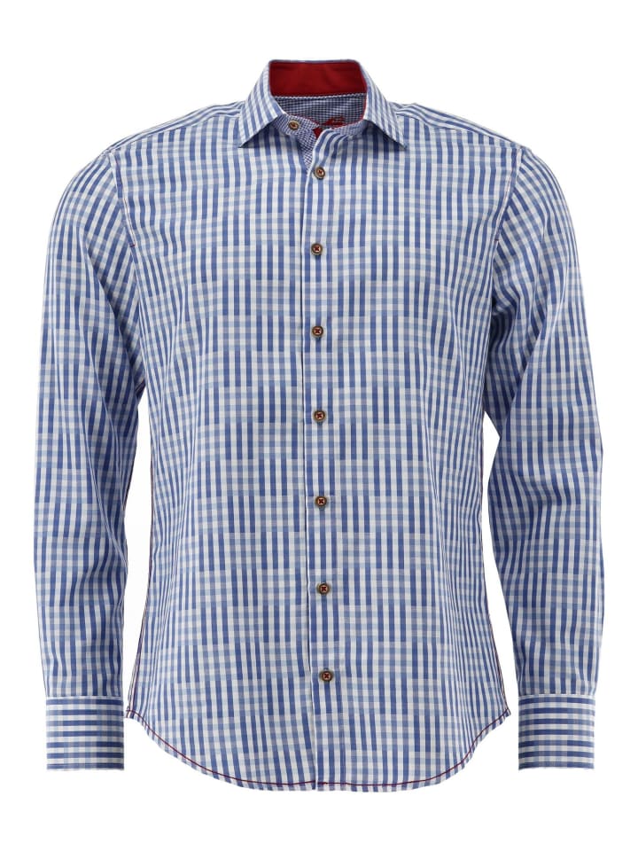 

Традиционная рубашка Зуфир светло-голубого/синего цвета OS-Trachten