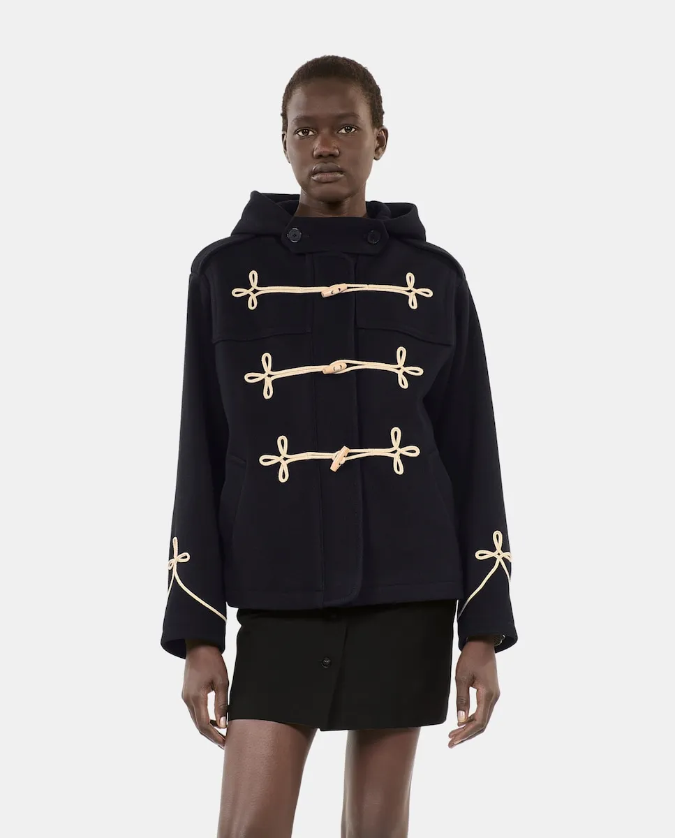 

Женское пальто с капюшоном и деревянными косами The Kooples, синий