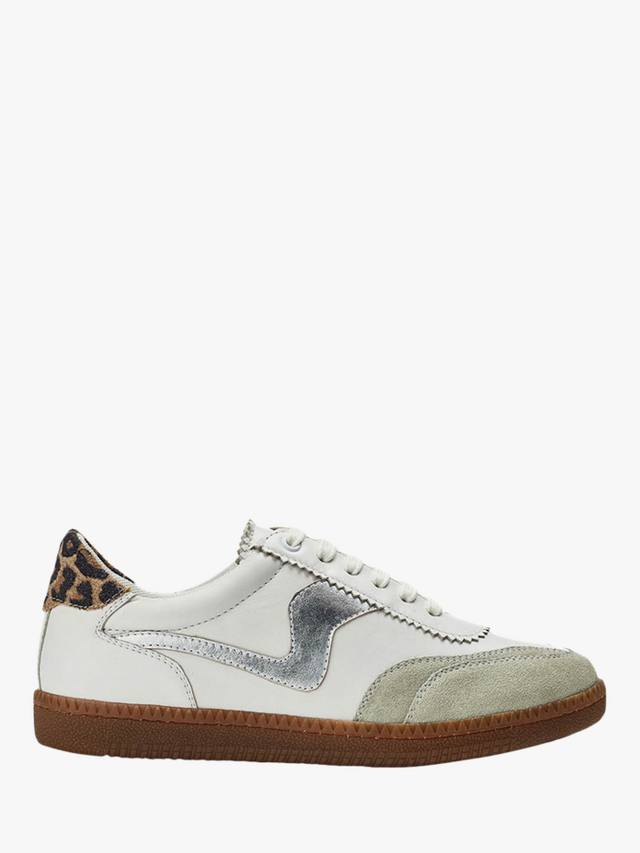 Бергамотовые кожаные шнурованные кроссовки Moda in Pelle, White/Silver