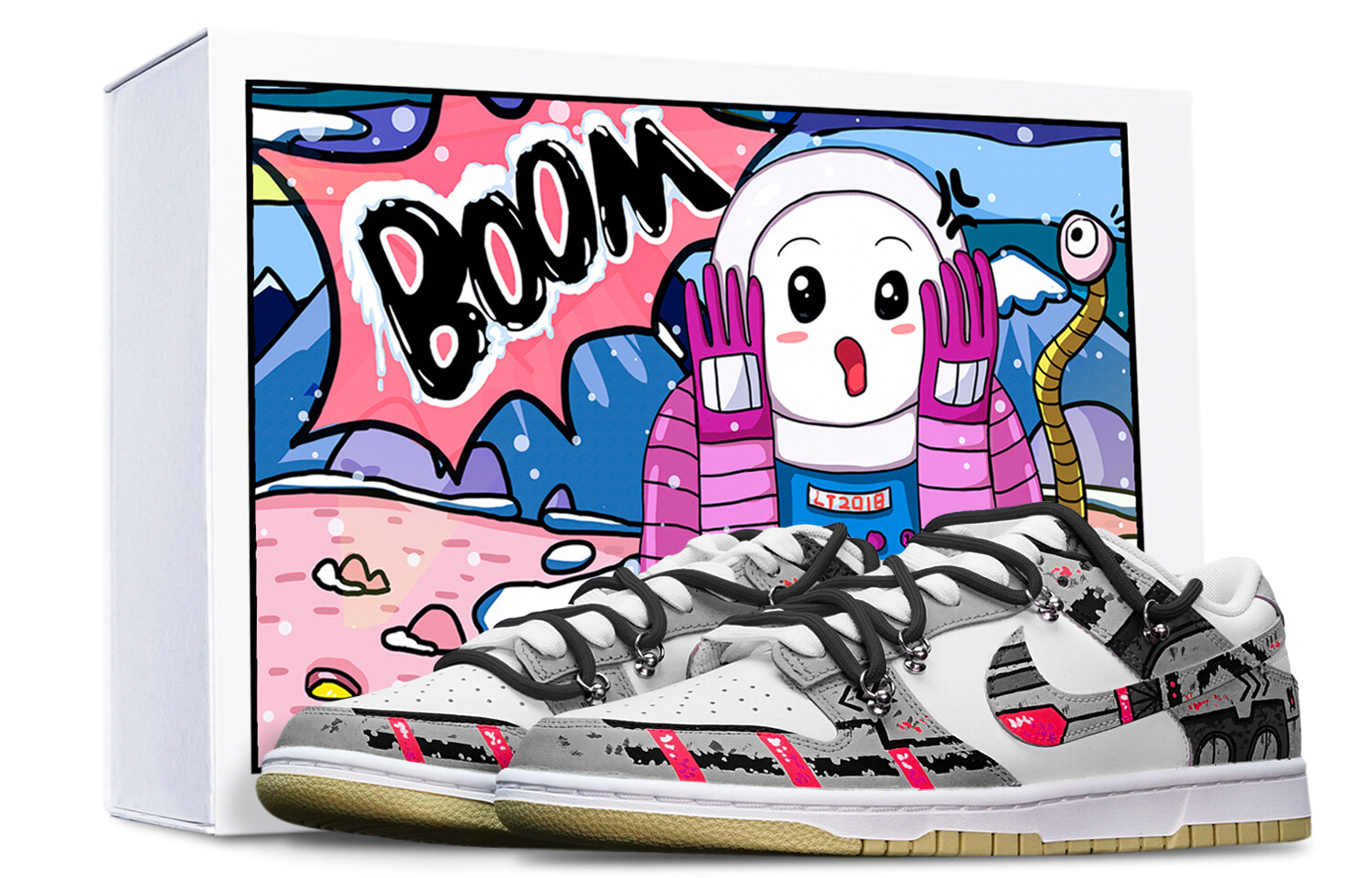 

Кроссовки Nike Dunk Skateboard Shoes Men Low-Top Gray Red/White