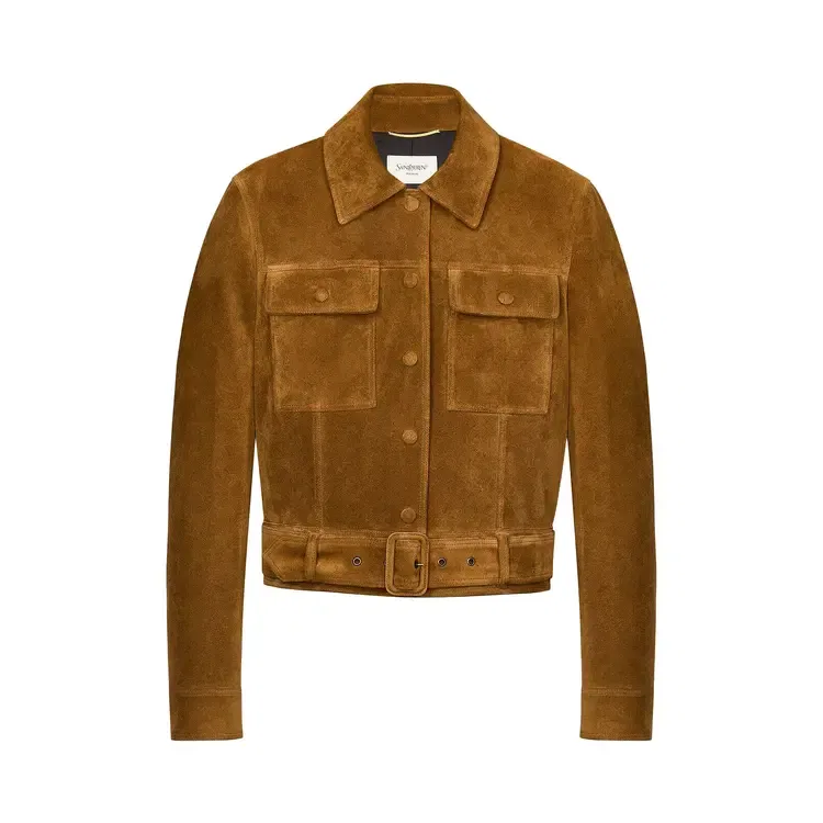 Замшевая куртка Saint Laurent, коричневый