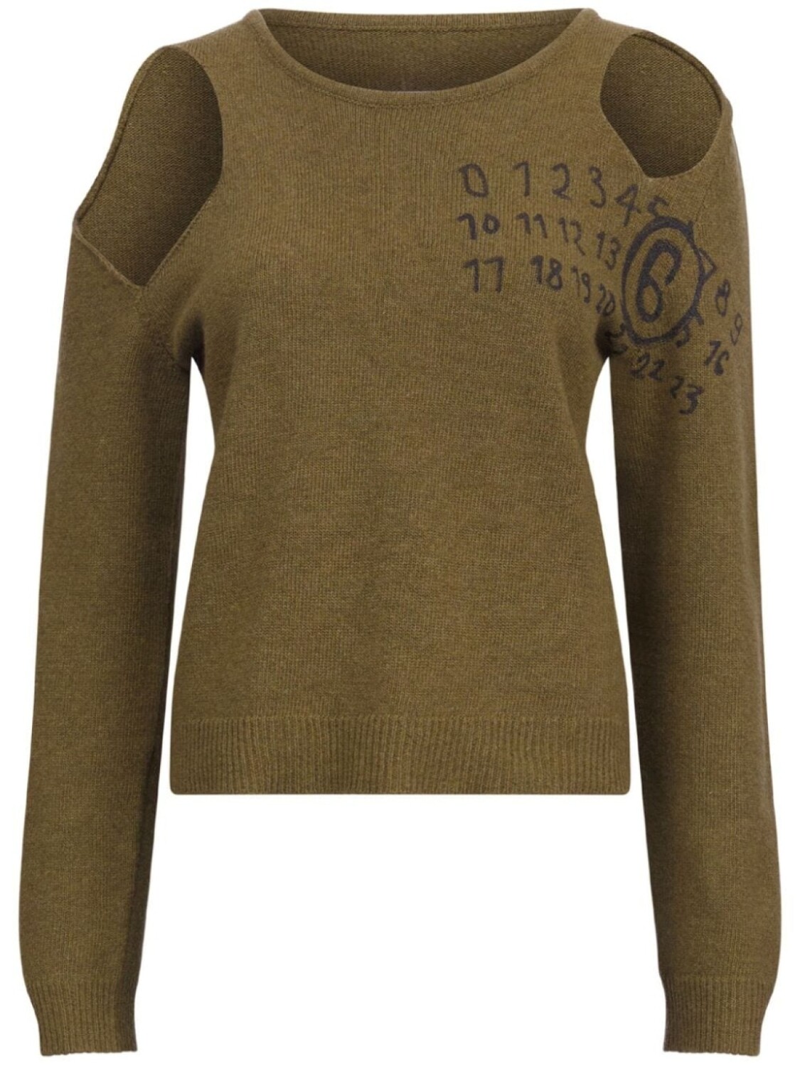 

MM6 Maison Margiela джемпер с вырезами и принтом, зеленый