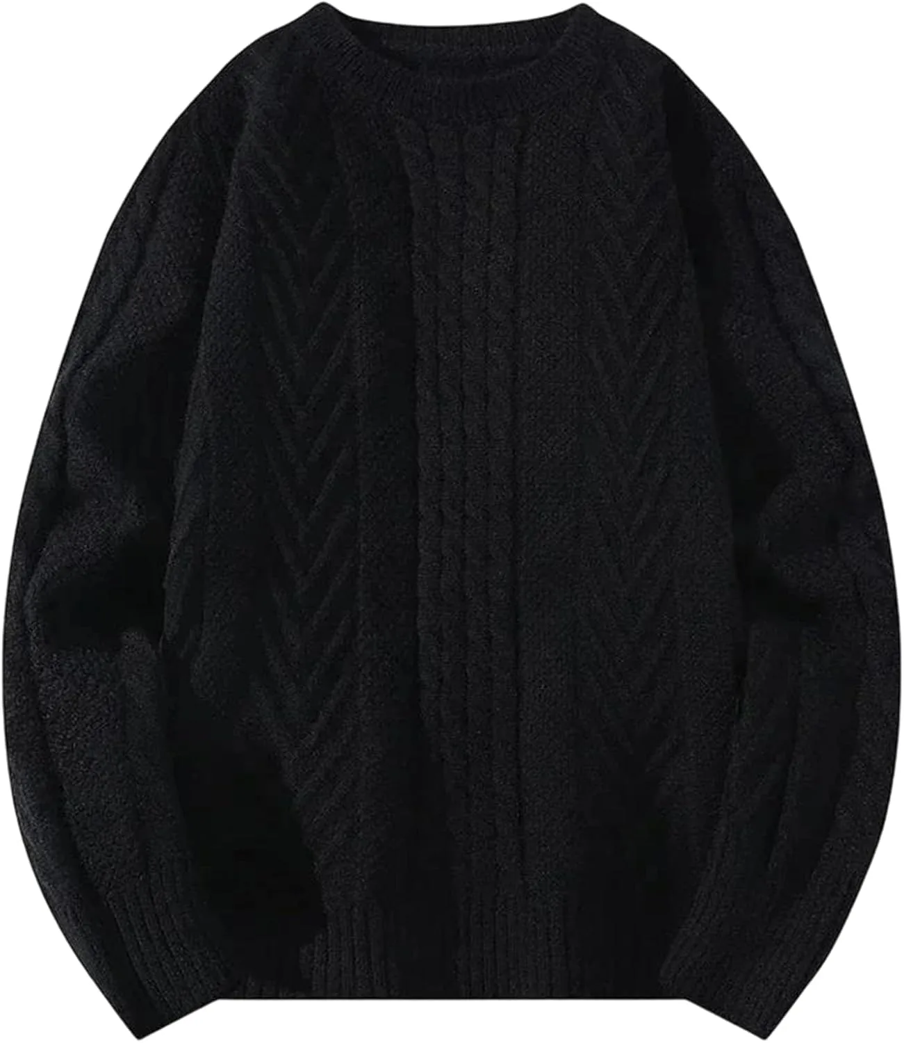 

Мужской вязаный свитер с круглым вырезом и ажурным плетением