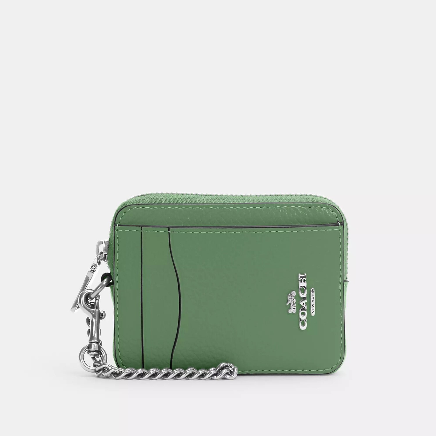 

Чехол для карточек Coach Outlet на молнии, цвет Silver/Soft Green