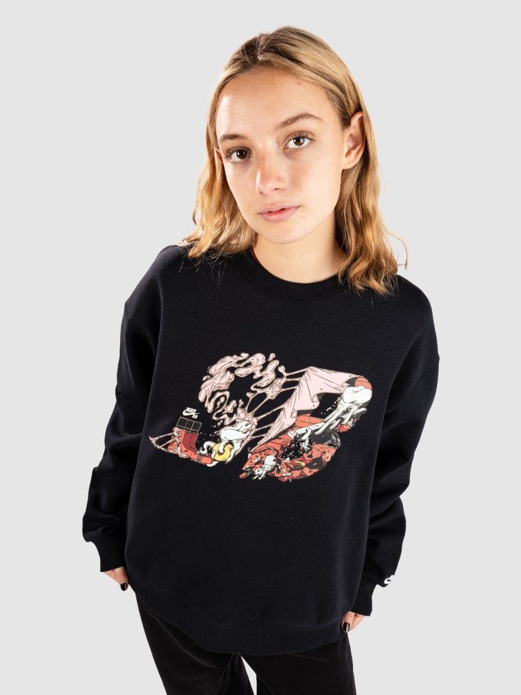 Толстовка Nike Sb Flc Po Crw Bb Ssnl Gfx Sweater, black/white — фото 3