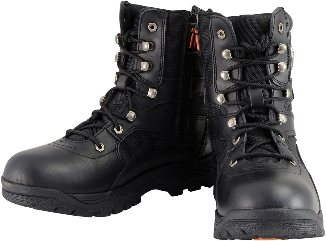 Мужские байкерские ботинки Milwaukee Leather MBM9105-9, 23 см, черная кожа, тактический стиль SWAT с шнуровкой ‎Milwaukee Performance — фото 3