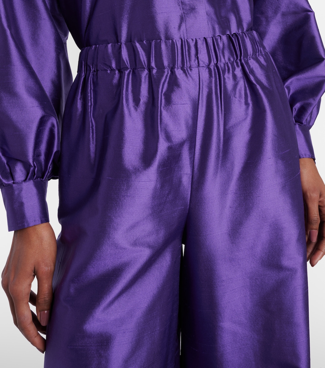 Широкие брюки Avio из шелкового атласа с высокой талией Max Mara, Iris — фото 4