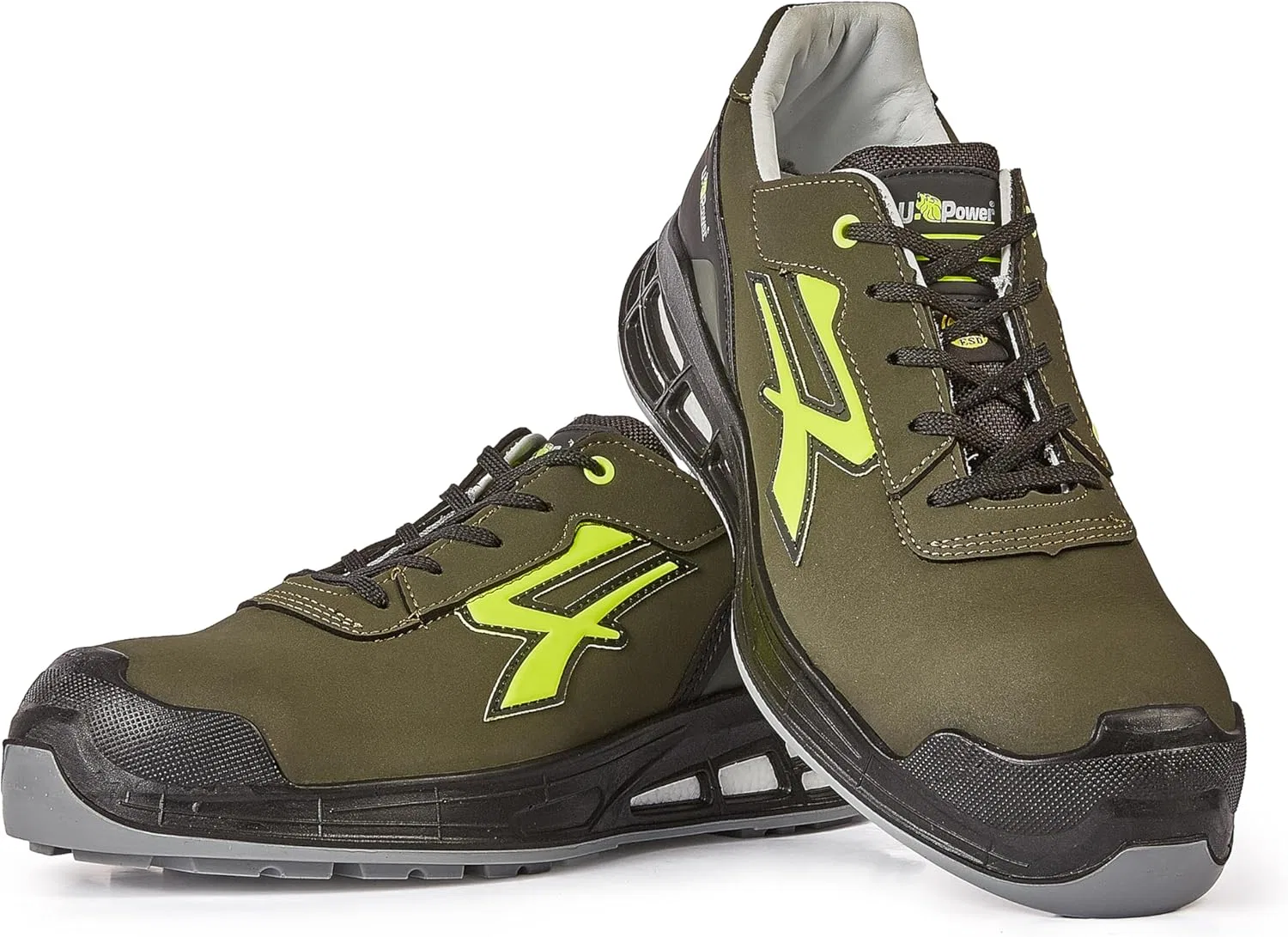 Ботинки U Power Unisex Scarpe Antinfortunistiche Da Lavoro, Scarpa Polace, Ermes S ESD S3s Ci Fo Sr, Puntale Antiperforazione Tessile No Metal Fire Shoes, Dark Green, Neon Yellow — фото 4