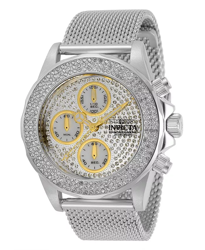

Женские часы 32934 Pro Diver Quartz Multifunction с белым циферблатом и серебристым корпусом Invicta, серебряный