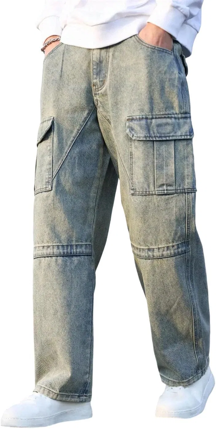Джинсы свободные широкие, Vintage Washed, Синий