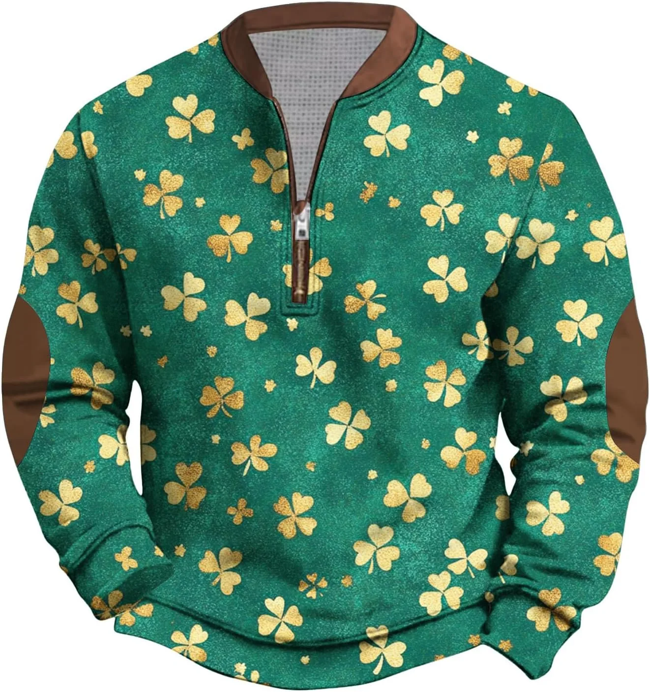 

Свитшот St Paddys Day мужской с принтом клевера, 1/4 молния