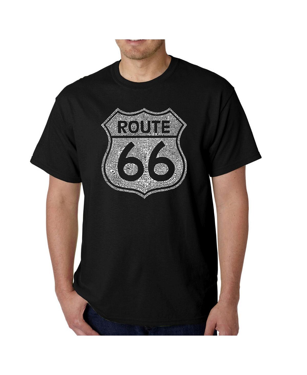 

Мужская футболка с рисунком Word Art — Route 66 LA Pop Art