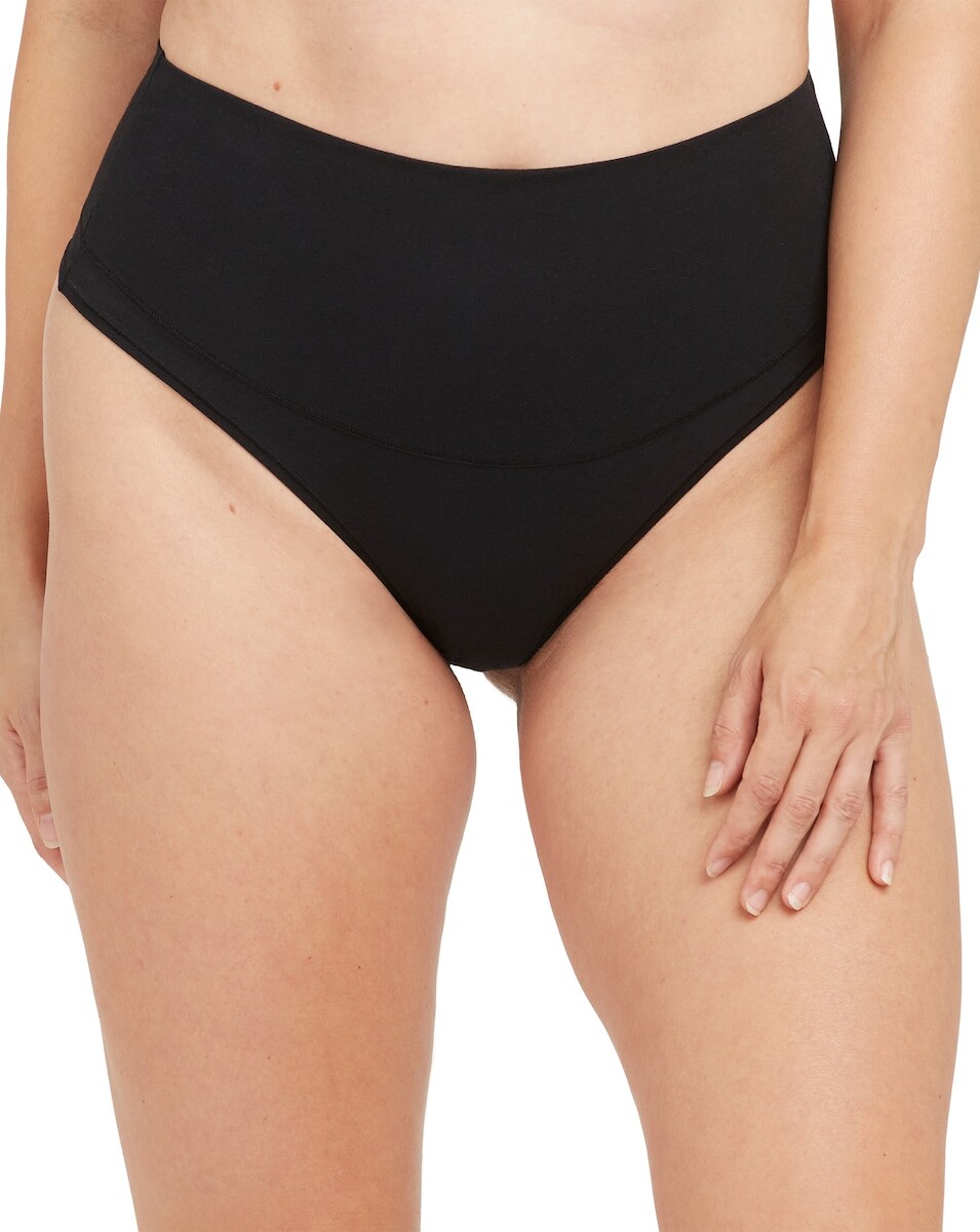 

Мягкие компрессионные хлопковые стринги Spanx, черный