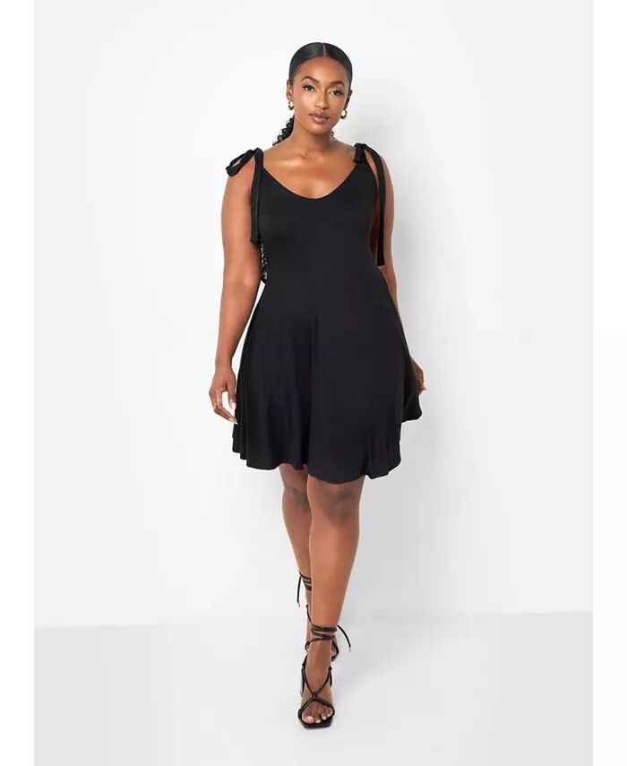 

Женское мини-платье-фигуристка Always Yours Plus Size с завязками на бретелях Rebdolls, черный