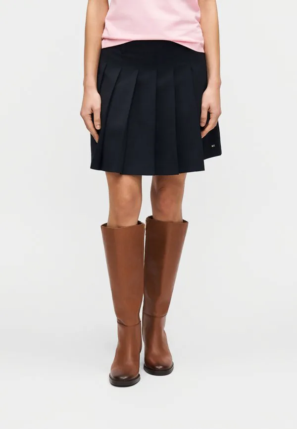 Классическая мини-юбка из шерстяной смеси в складку Tommy Hilfiger, Dark Night Navy