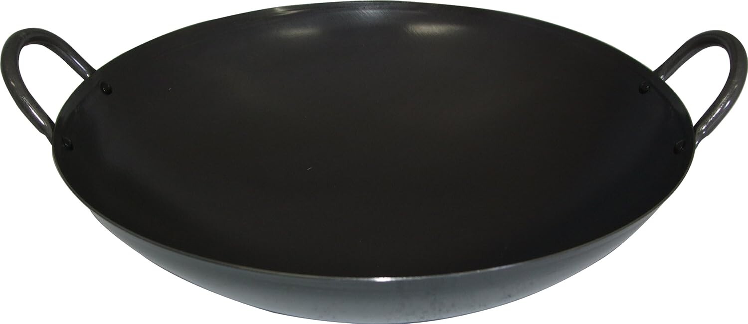 

Ajido AD-643 Authentic Wok, железная кастрюля, 13 дюймов (33 см), профессиональные характеристики, сделано в Японии WAHEI FREIZ, Black (Black 19-3911Tcx)