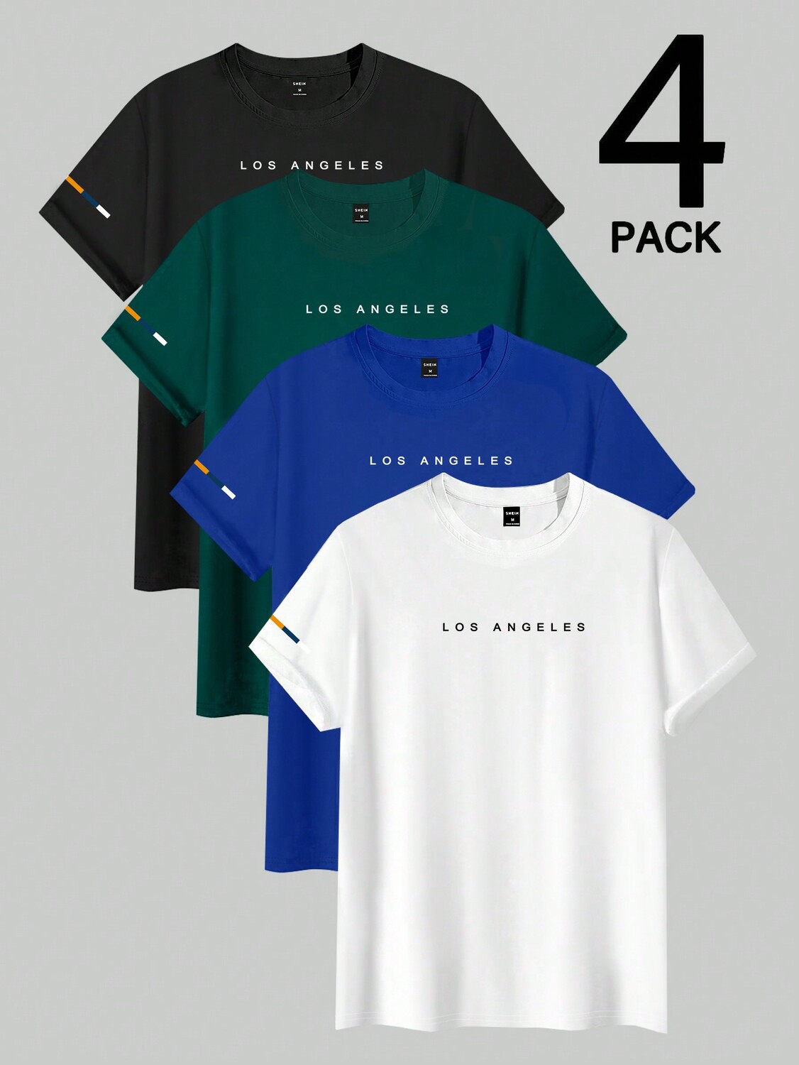 

Мужская летняя повседневная футболка Hypemode из 4 предметов с круглым вырезом и коротким рукавом с буквенным принтом Manfinity, мультиколор