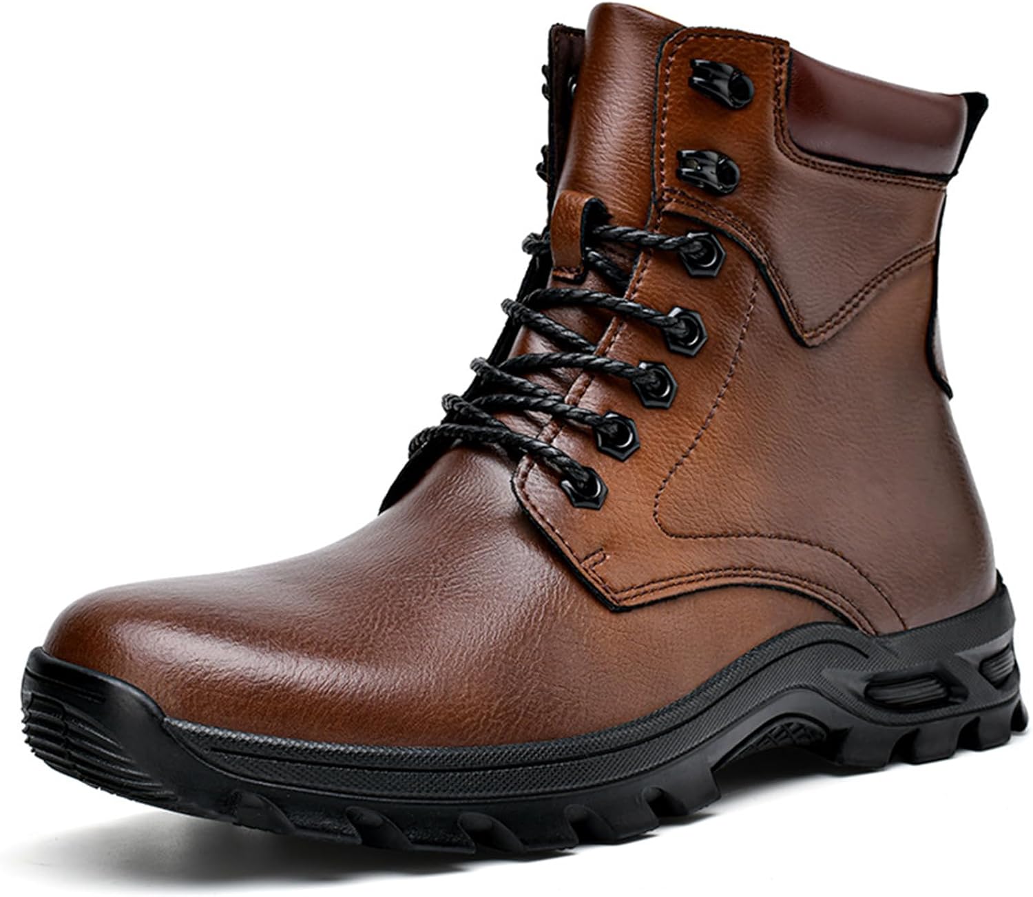 

Мужские водонепроницаемые тактические ботинки Легкие кожаные шнурованные боевые и ботинки Ретро стиль Водонепроницаемые высокие мотоциклетные байкерские ботинки Tokouk, коричневый