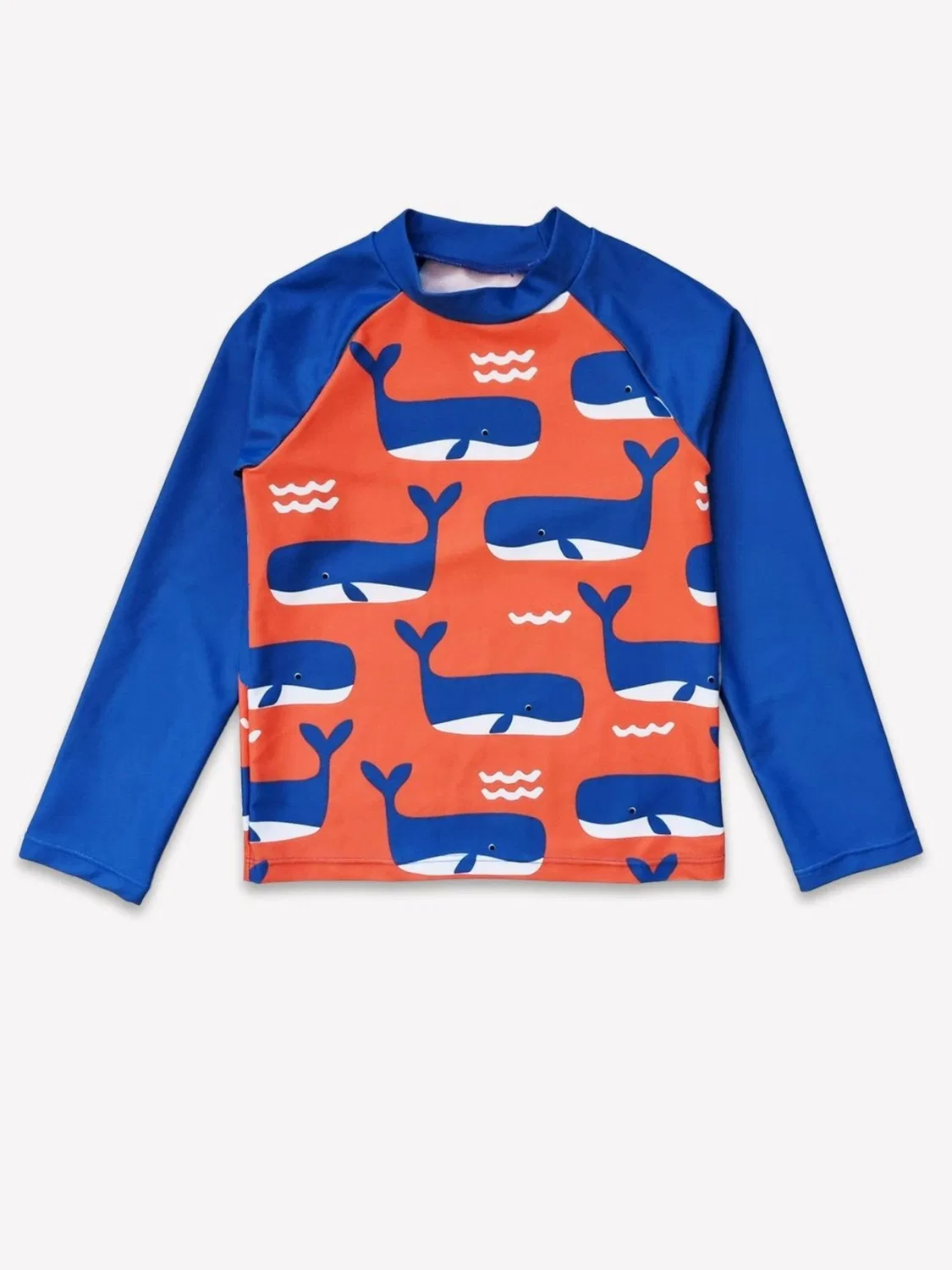 Спортивный купальник Kinder Badeshirt langarm mit Wal und Wellen-Druck, UV-Schutz UPF 50+. Toby Tiger, Orange
