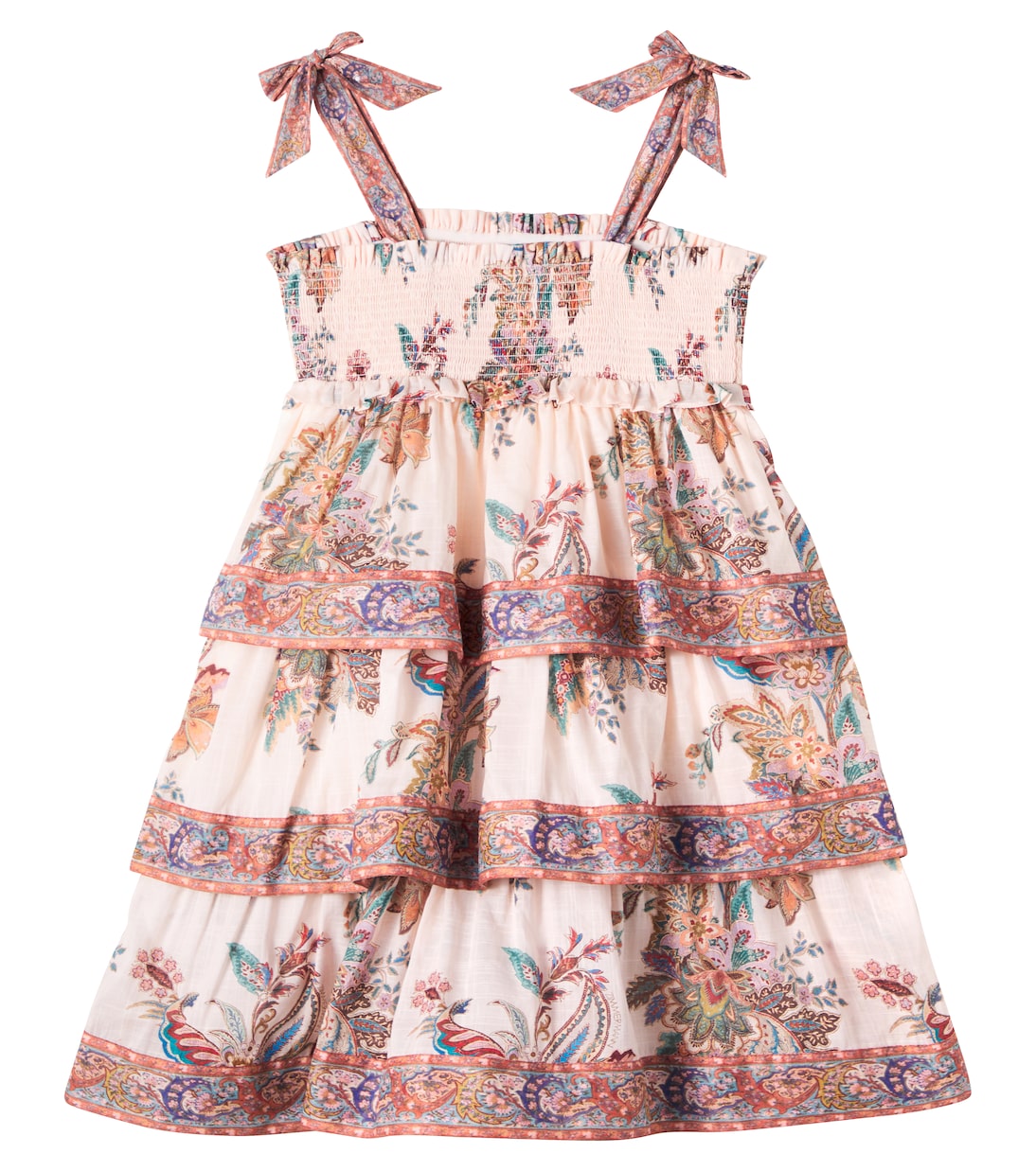 Платье из хлопка с присборенной спинкой Rhiannon с принтом Zimmermann Kids, Spliced — фото 4