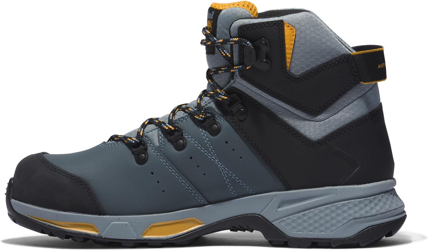 Timberland PRO мужские ботинки Switchback 6 дюймов с композитным защитным носком, водонепроницаемые, для промышленности и пеших походов, Grey/Yellow V1 — фото 4