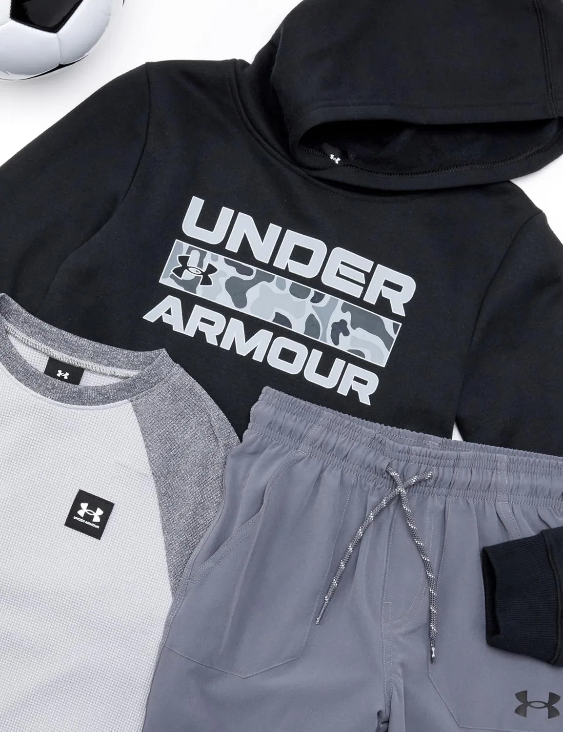 Детская толстовка с капюшоном, флис, Under Armour, Black Frogskin — фото 3