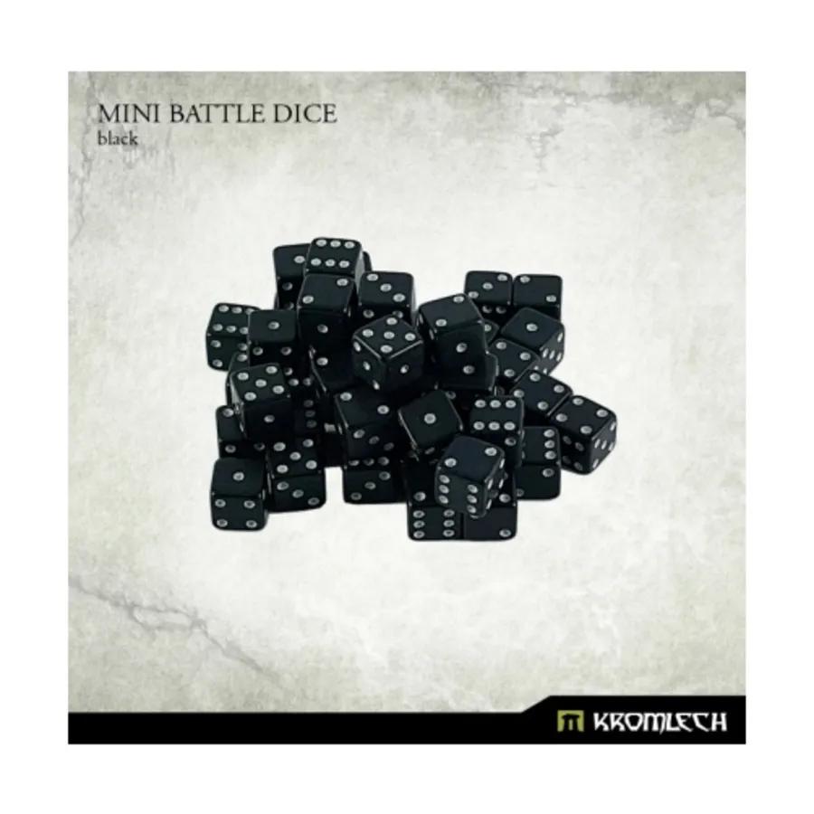 

d6 Черный с белым — Мини-боевые кубики (100), Battle Dice (Kromlech)