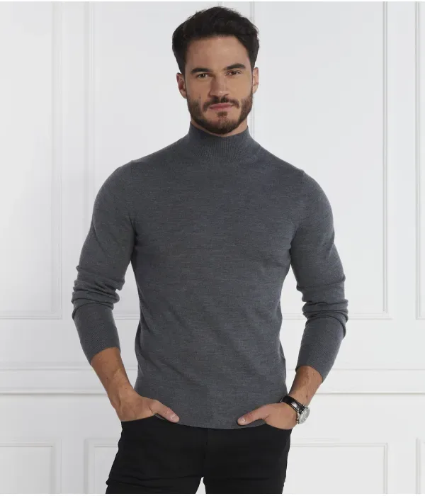 Шерстяная водолазка slim fit Calvin Klein, графитовый — фото 3