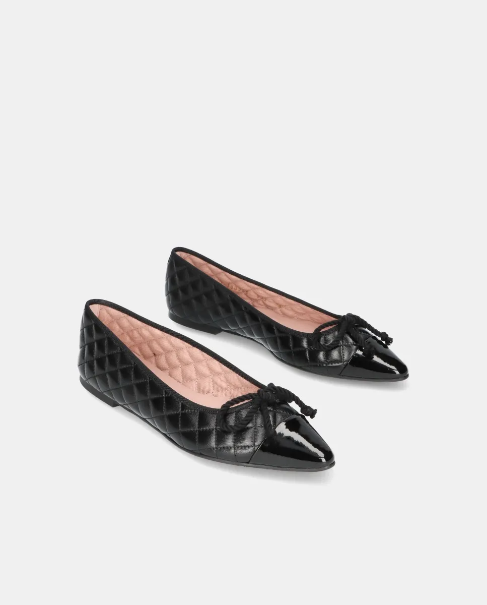 Женские балетки Tyra из наппы с стеганой отделкой и лаковым мыском Pretty Ballerinas, черный — фото 2