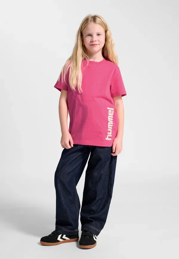 Футболка Hummel Hmljr reg graphic t-shirt s/s print t-shirt, розовый фламбе