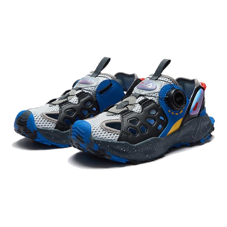 Противоскользящие и дышащие детские сандалии серо-черные FILA KIDS, Day Rock Gray/Black — фото 3
