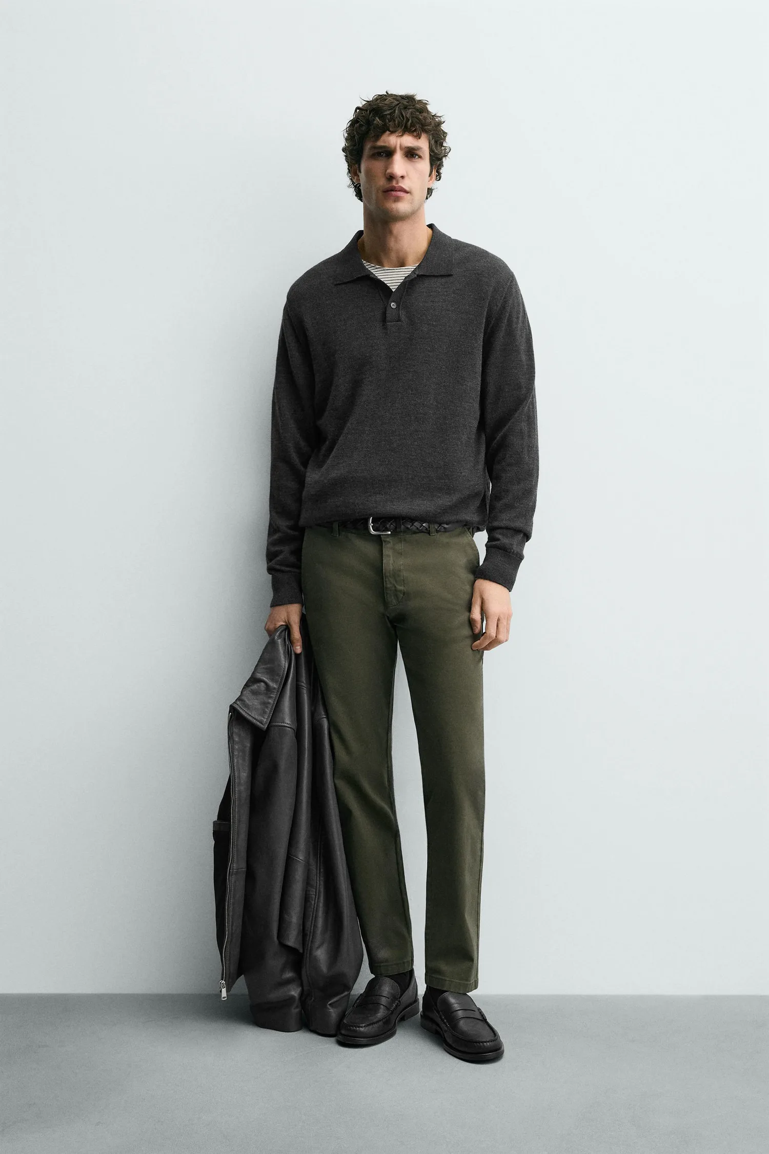 Узкие брюки-чиносы Zara, зеленый