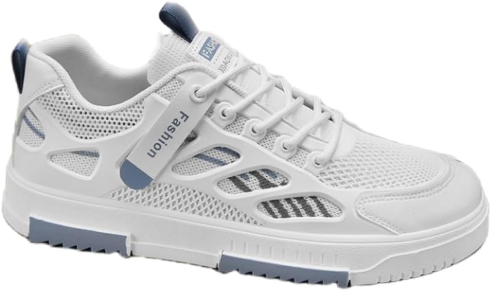 

Мужские дышащие кроссовки Hhhchpm из сетки для скейтбординга, модные низкие кеды, повседневные с шнуровкой и круглым носком, мужские кроссовки, белый/синий