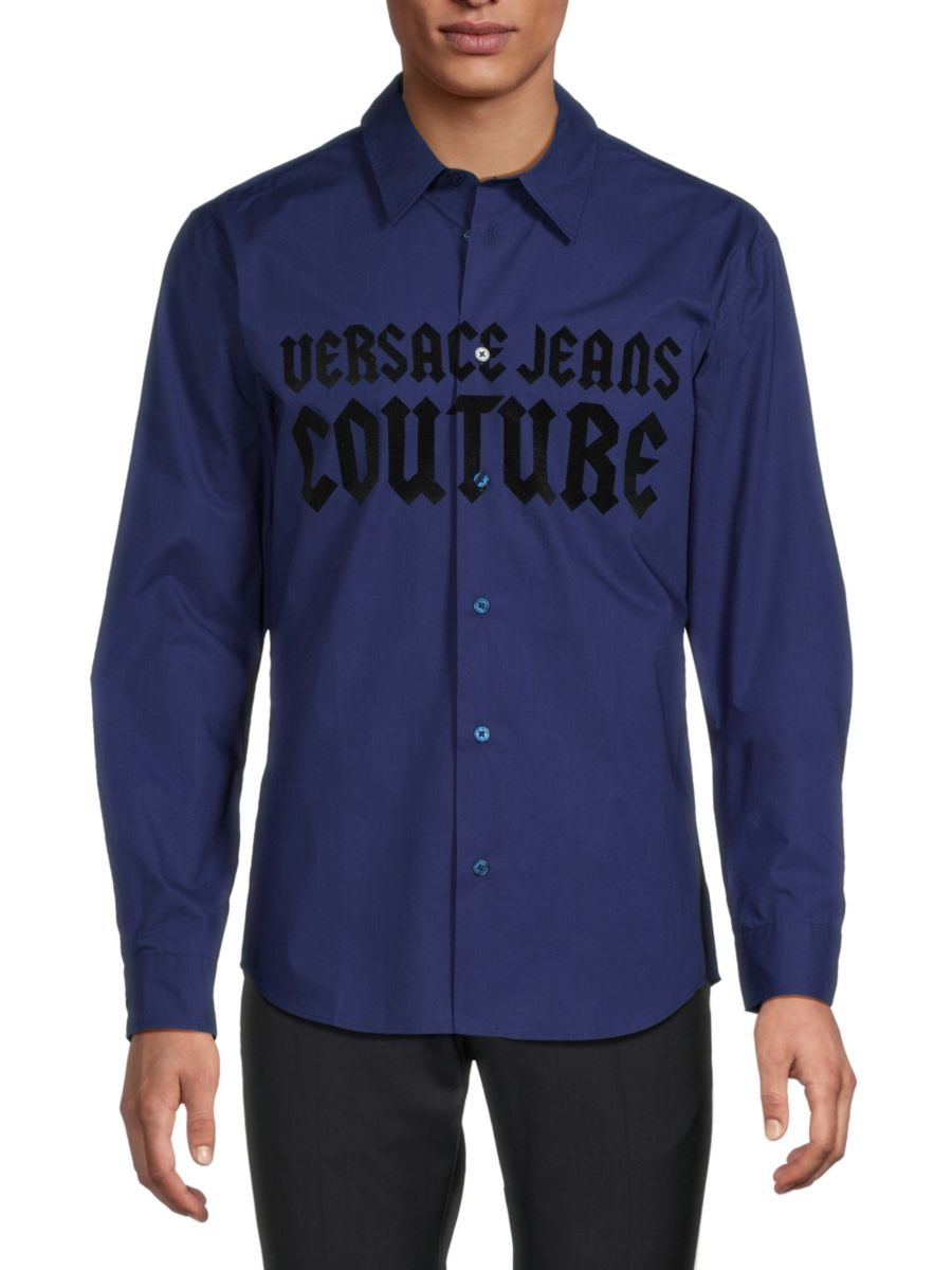 

Рубашка с логотипом на пуговицах Versace Jeans Couture, цвет Steel Blue