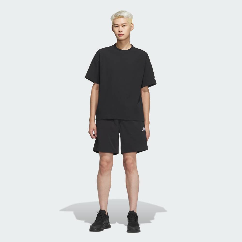 Футболка с коротким рукавом свободного кроя из вафельной ткани Adidas, black — фото 3