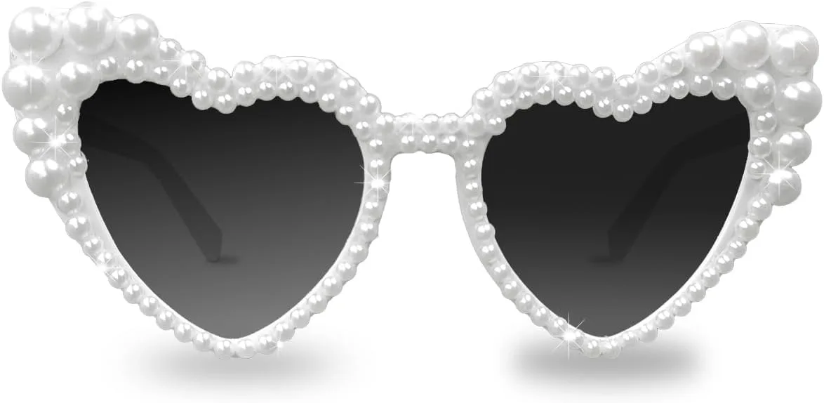 

Солнцезащитные очки в форме сердца, Etercycle: милые жемчужные солнцезащитные очки для девичника – подарки для невесты и модные женские очки Fibye, white