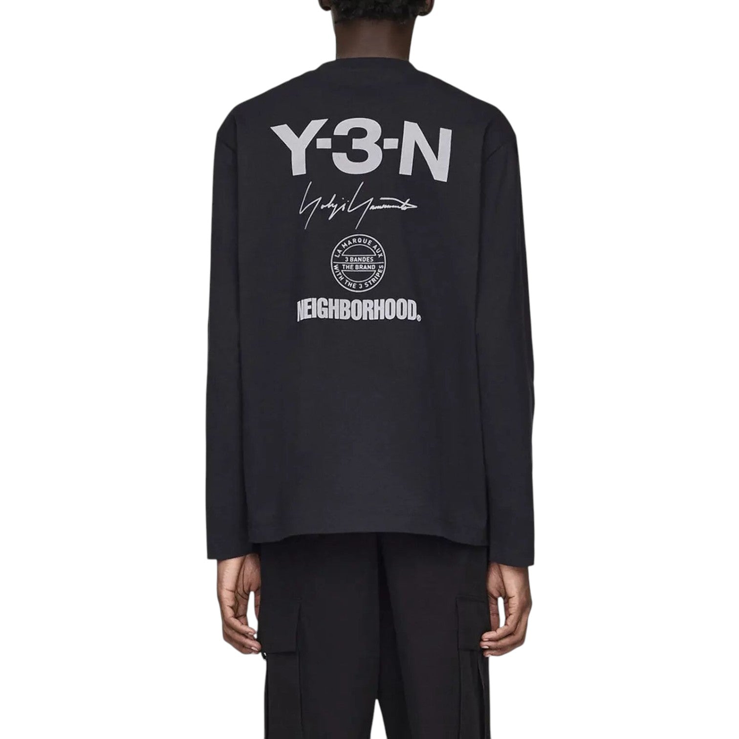 Футболка adidas Y-3 x Neighborhood Logo Long-Sleeved Relaxed T-Shirt 'Black' — фото 4