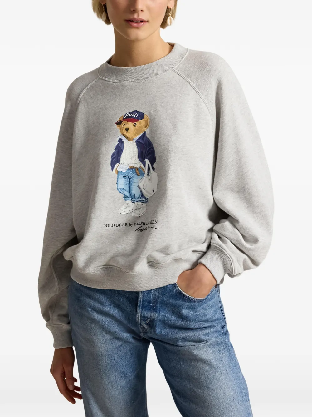 Свитшот с принтом медведя Polo Ralph Lauren, серый — фото 3