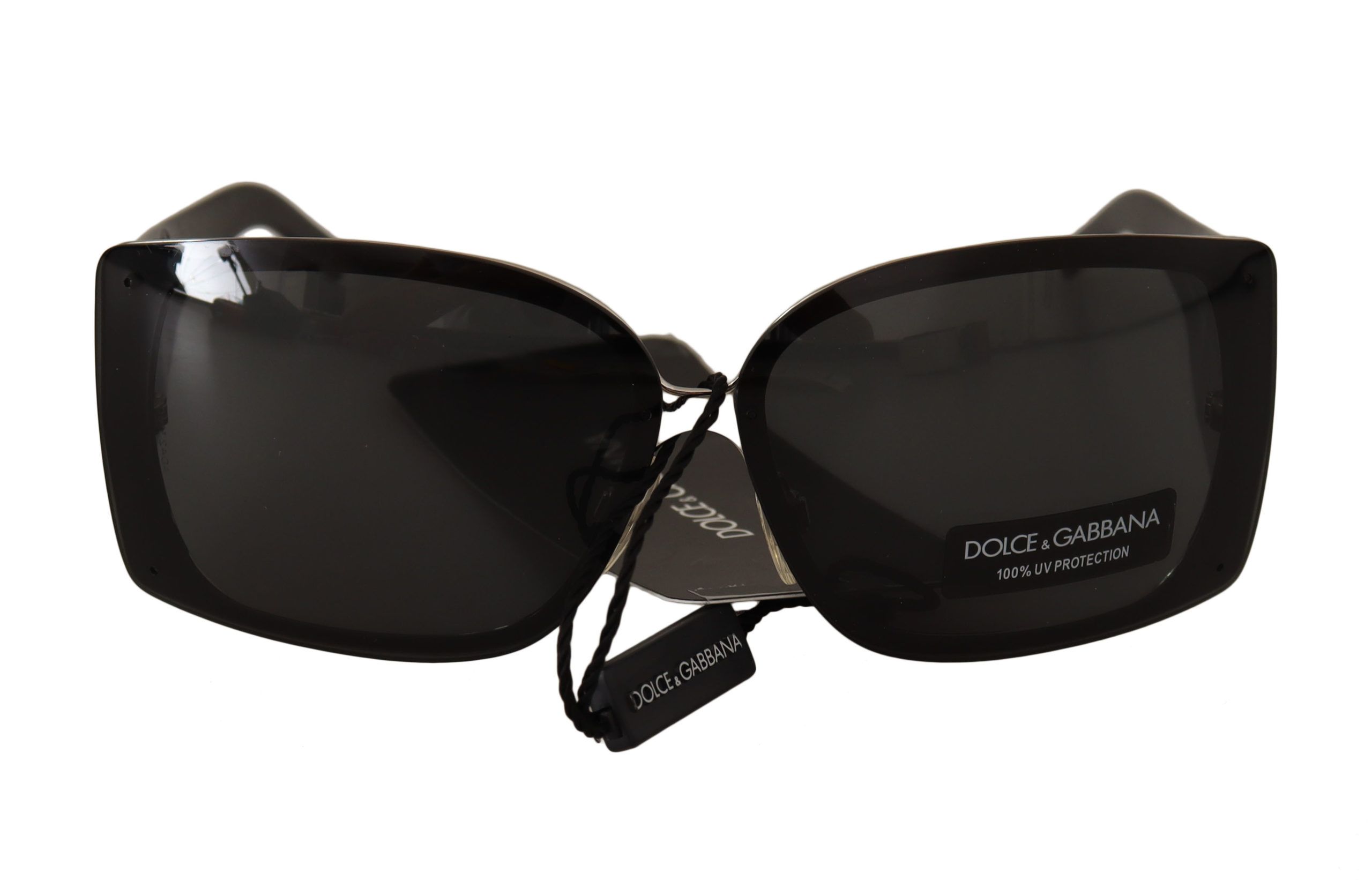 

Элегантные однотонные металлические солнцезащитные очки Dolce & Gabbana, черный